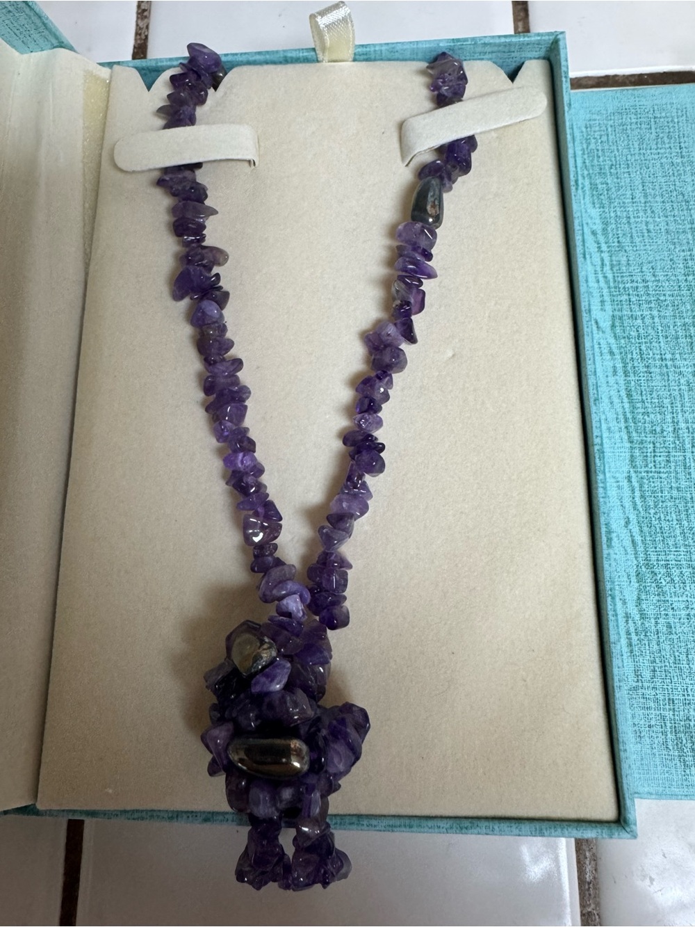 Purple Amethyst Chip Necklace with Cluster Pendant